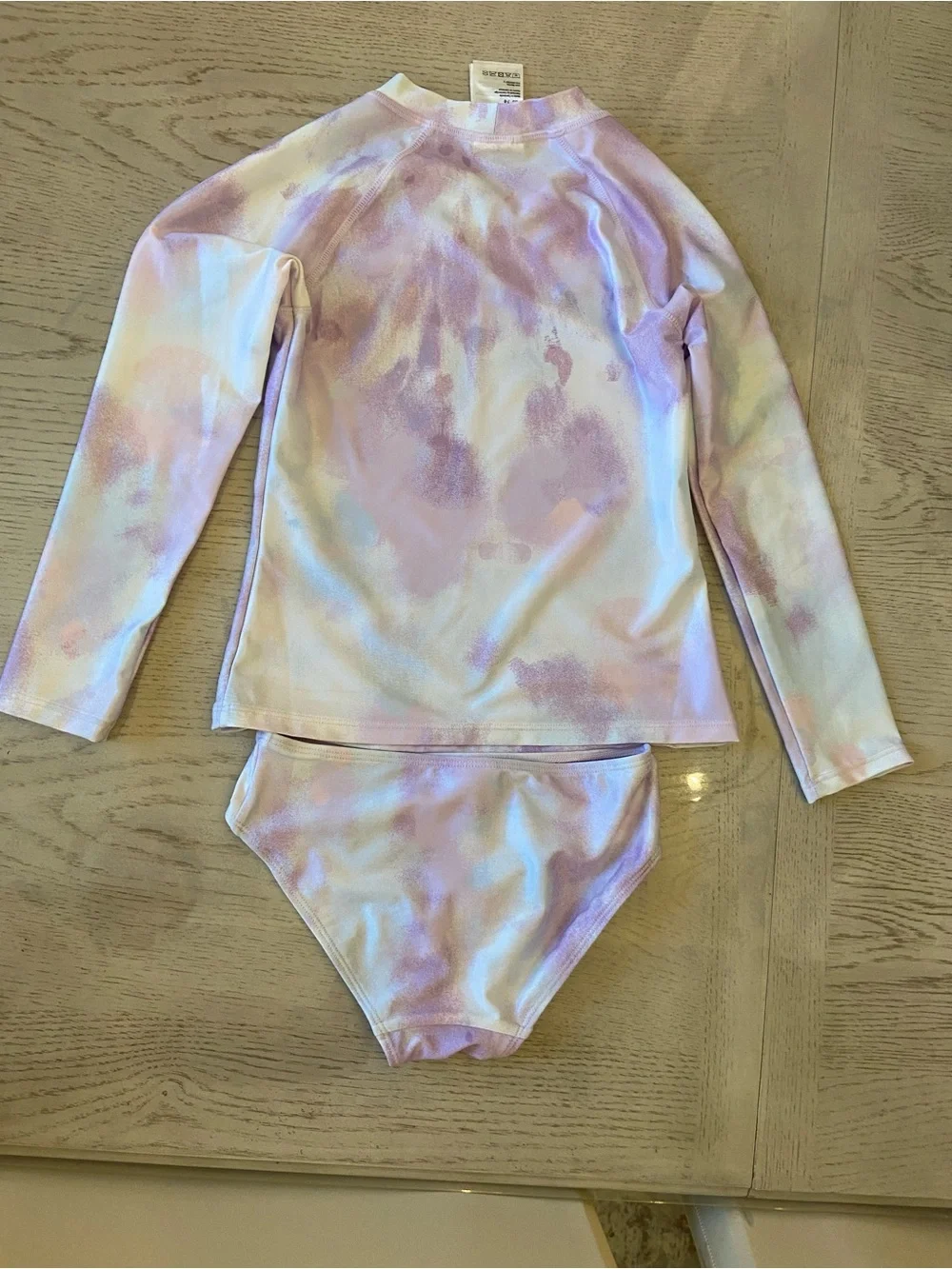 H&M Kids Purple Tie-Dye 'Vacay Vibes' Long-Sleeve Rash Guard Set